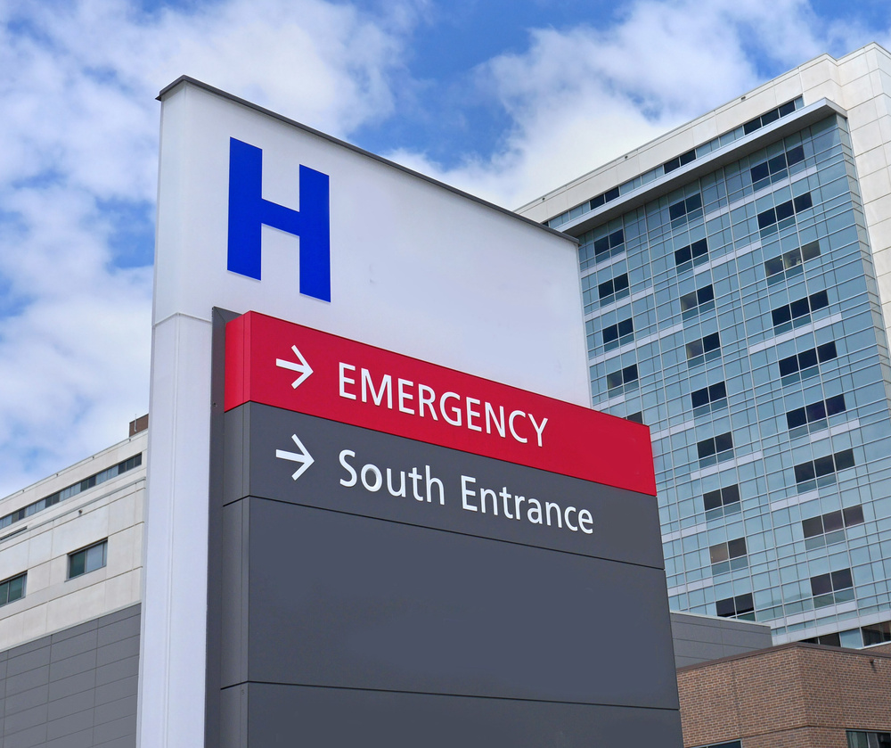 sign with capital letter H for hospital